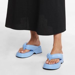 Ganni Leather Platform Thong Sandals